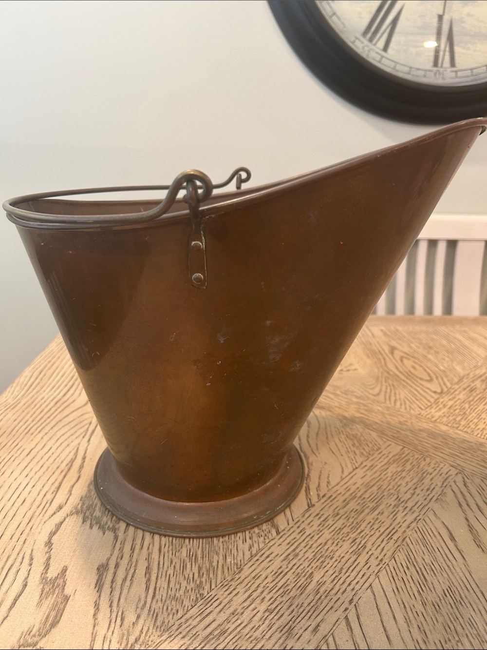 Vintage Copper Coal Scuttle / Bucket - Rustic Brown